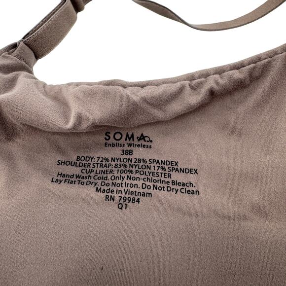 Soma Women's Enbliss Wireless Adjustable Back Closure‎ T-Shirt Bra Size 38B - Picture 7 of 7
